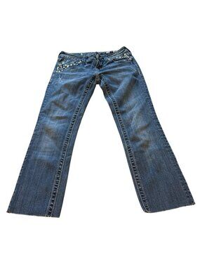 Miss Me Womens Jeans Blue Size 26 Straight Cut Embellished Studded Y2K Bling